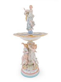A Continental Porcelain and Bisque Figural Centerpiece — 20TH CENTURY