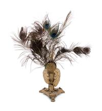 A Neoclassical Gilt Metal and Feathered Peacock Table Lamp