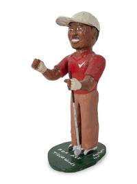 A Folk Art Carved and Painted Tiger Woods Figure, by Bill Potts