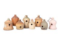 Eight Redware and Stoneware Birdhouses