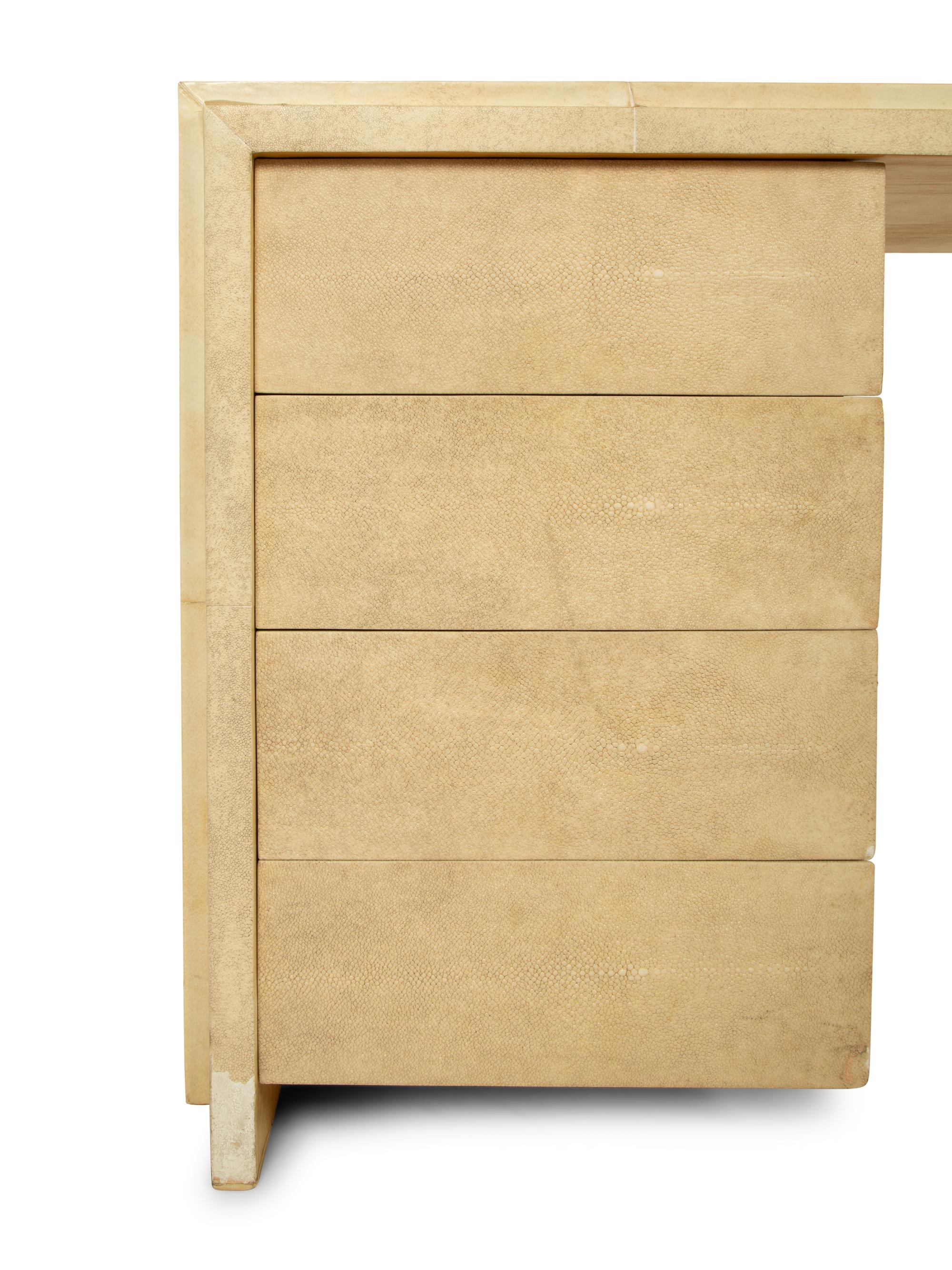 A Contemporary Goatskin and Shagreen-Veneered Writing Desk