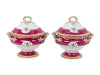 A Pair of English Porcelain Armorial Soup Tureens