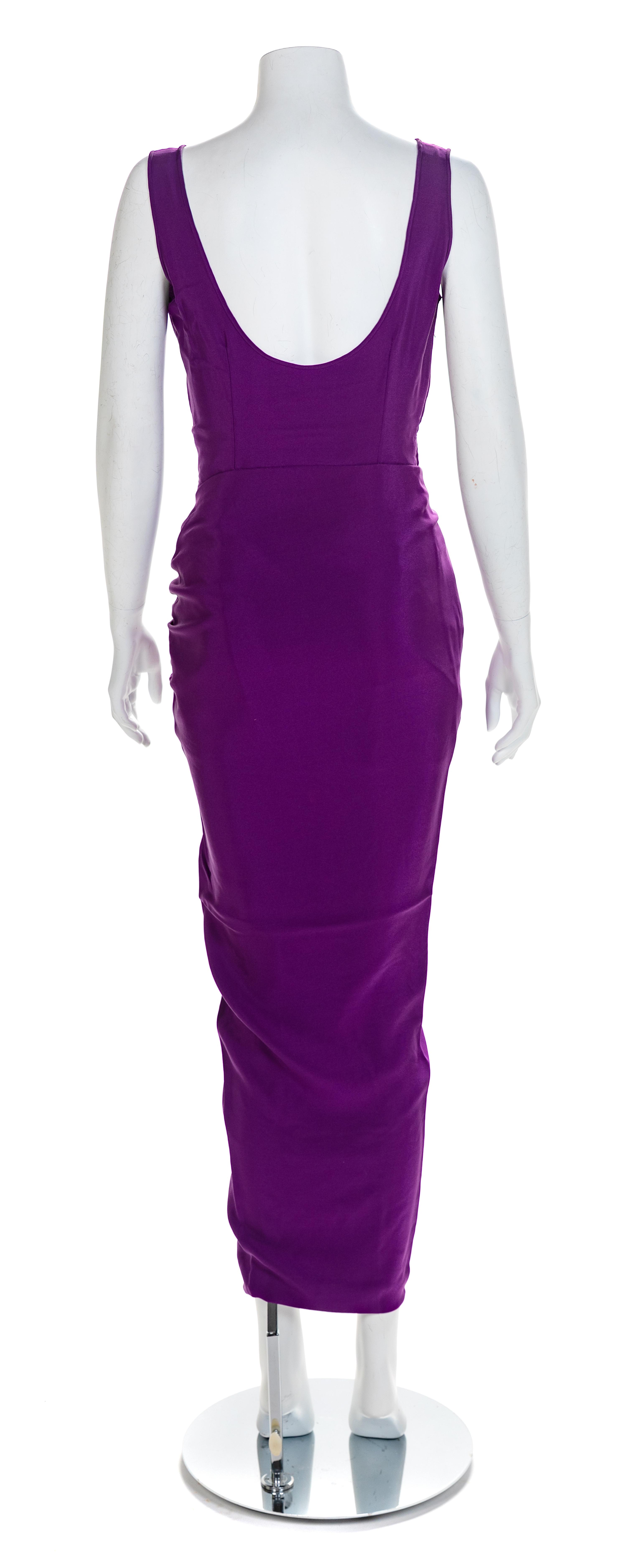 Atelier Versace Draped Purple Silk Crepe Dress, 1990s No size label