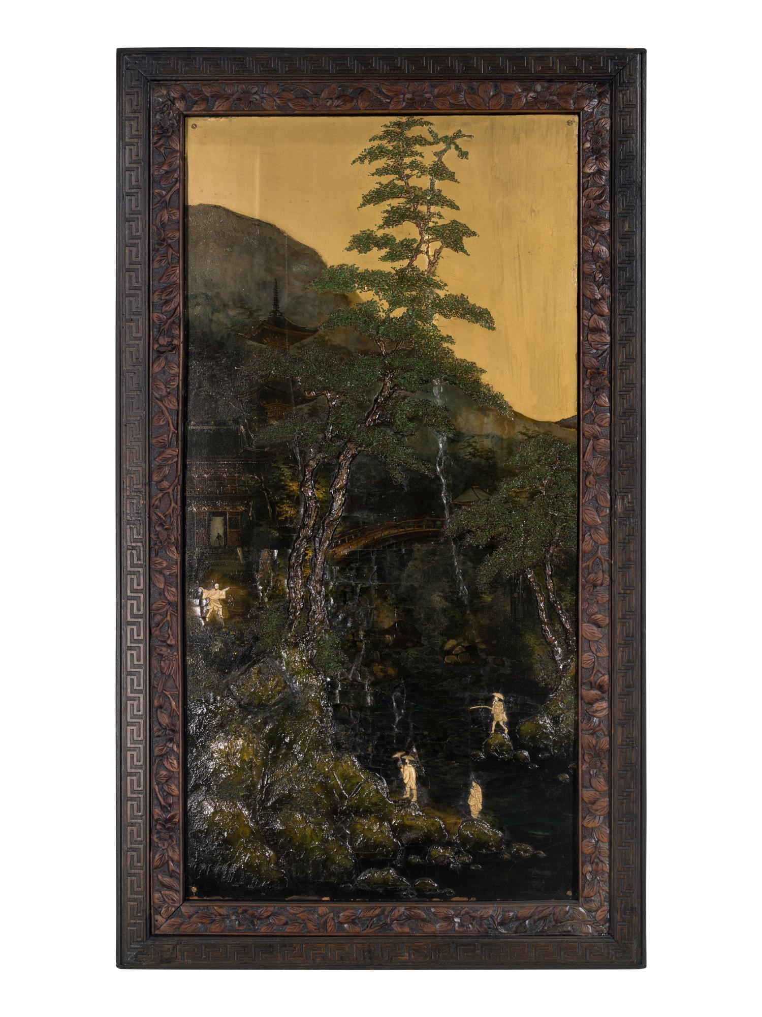 A Pair of Chinese Lacquered and Painted Panels