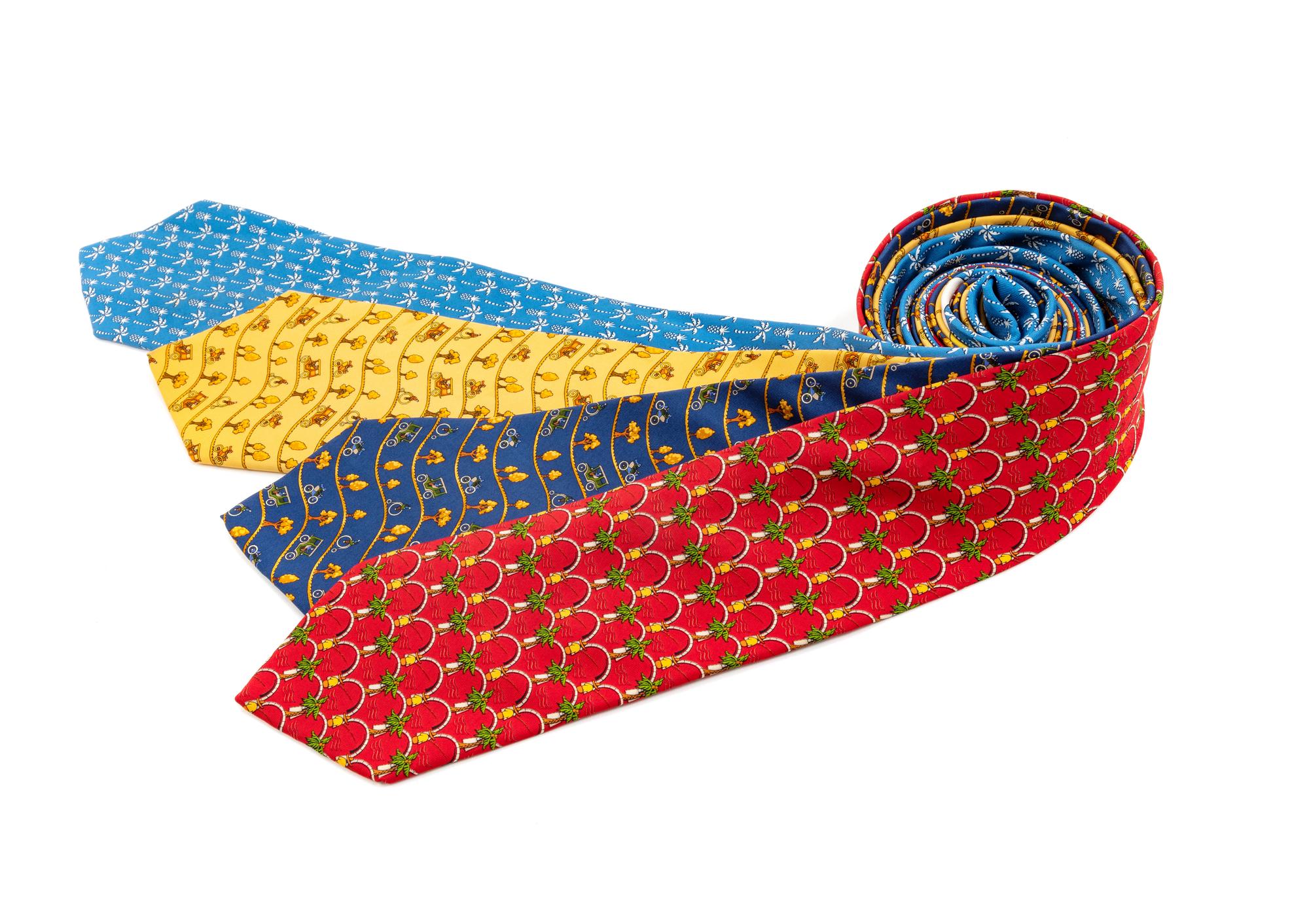Four Salvatore Ferragamo Silk Ties,