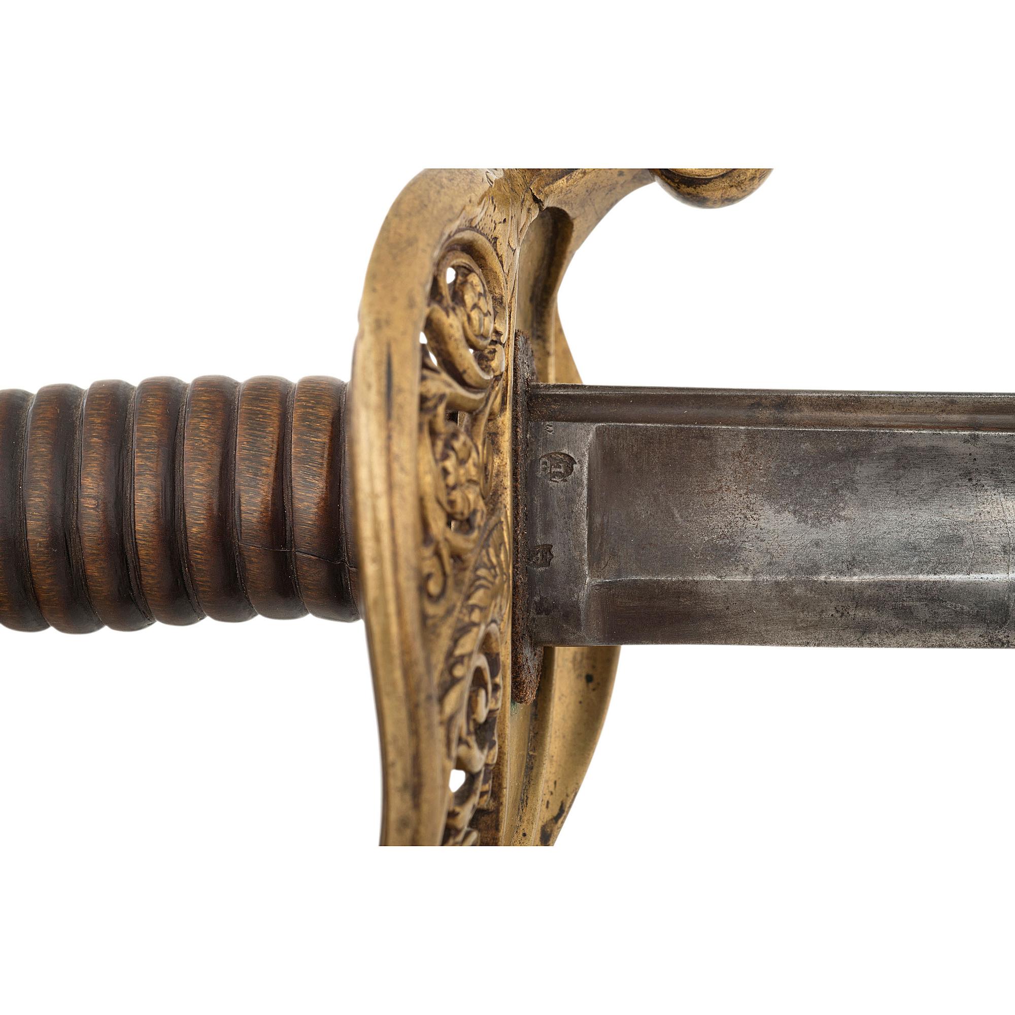 French Import Foot Officers Sword Etched to Lt. Col. John C. Black - 37th Illinois Infantry and Congressional Medal of Honor Recipient
