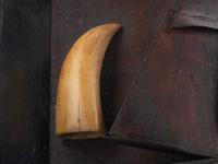 A Carved Wood and Sperm Whale Tooth Whaling Ship Diorama
