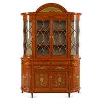 A Fine Edwardian Satinwood and Polychrome Painted Bookcase