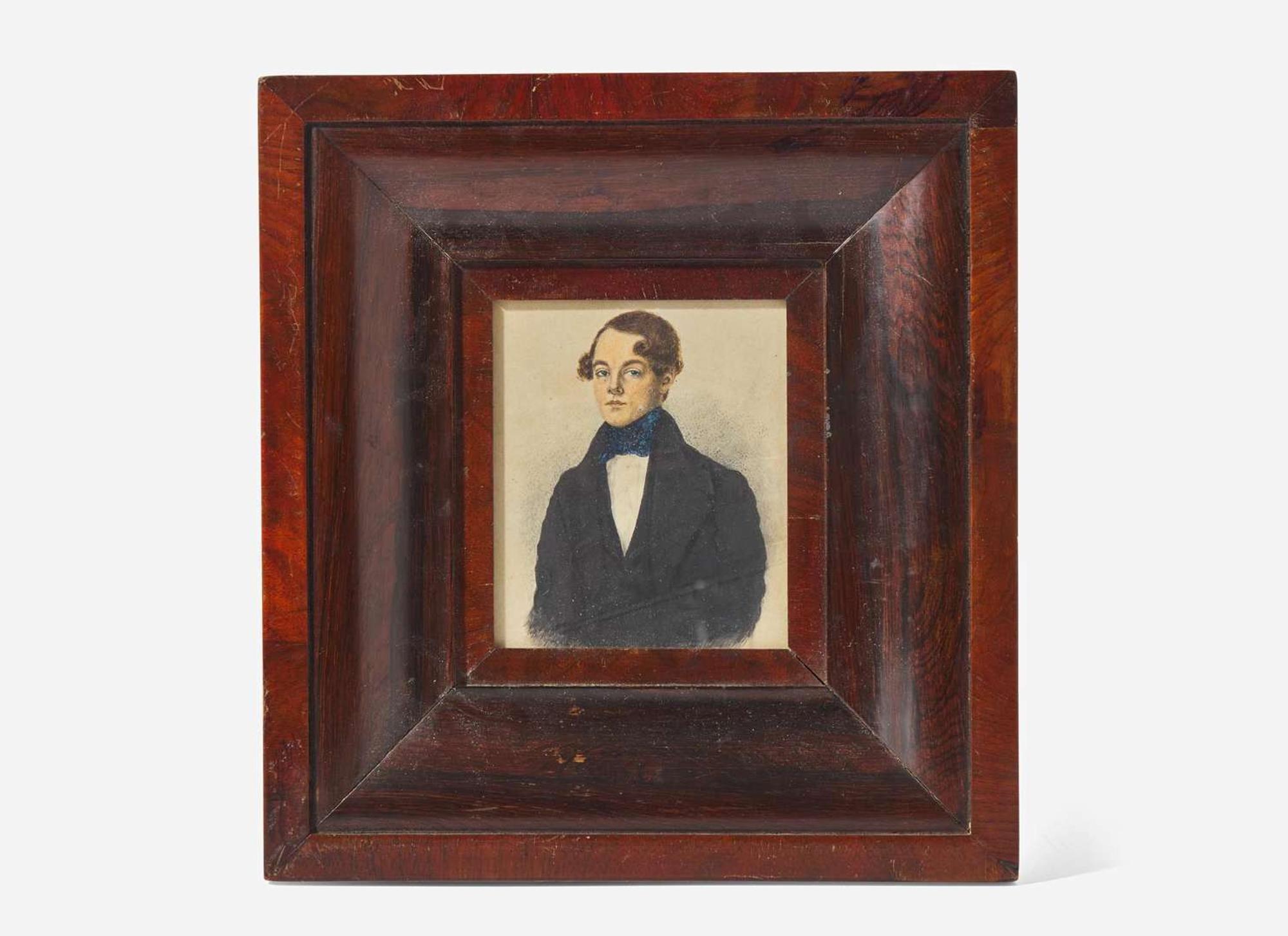 American School 19th century, Three Portrait Miniatures of Young Men