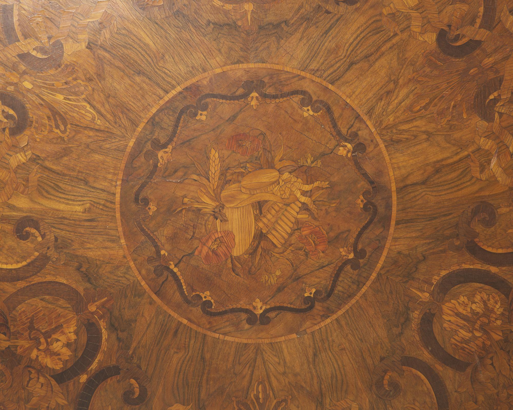 An Italian Renaissance Revival marquetry rosewood tilt-top breakfast table, circa 1880