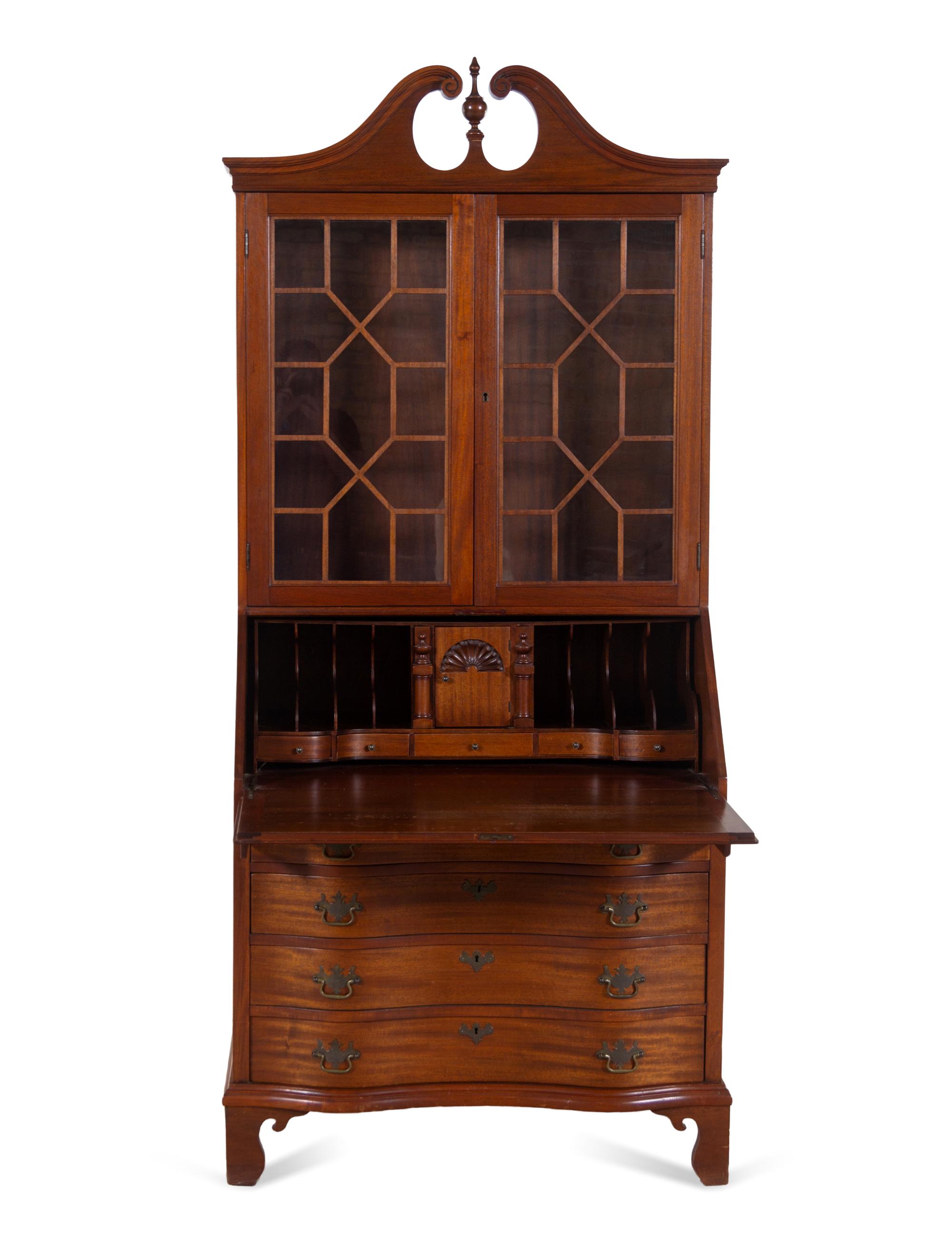 A Chippendale Style Mahogany Secretary Bookcase