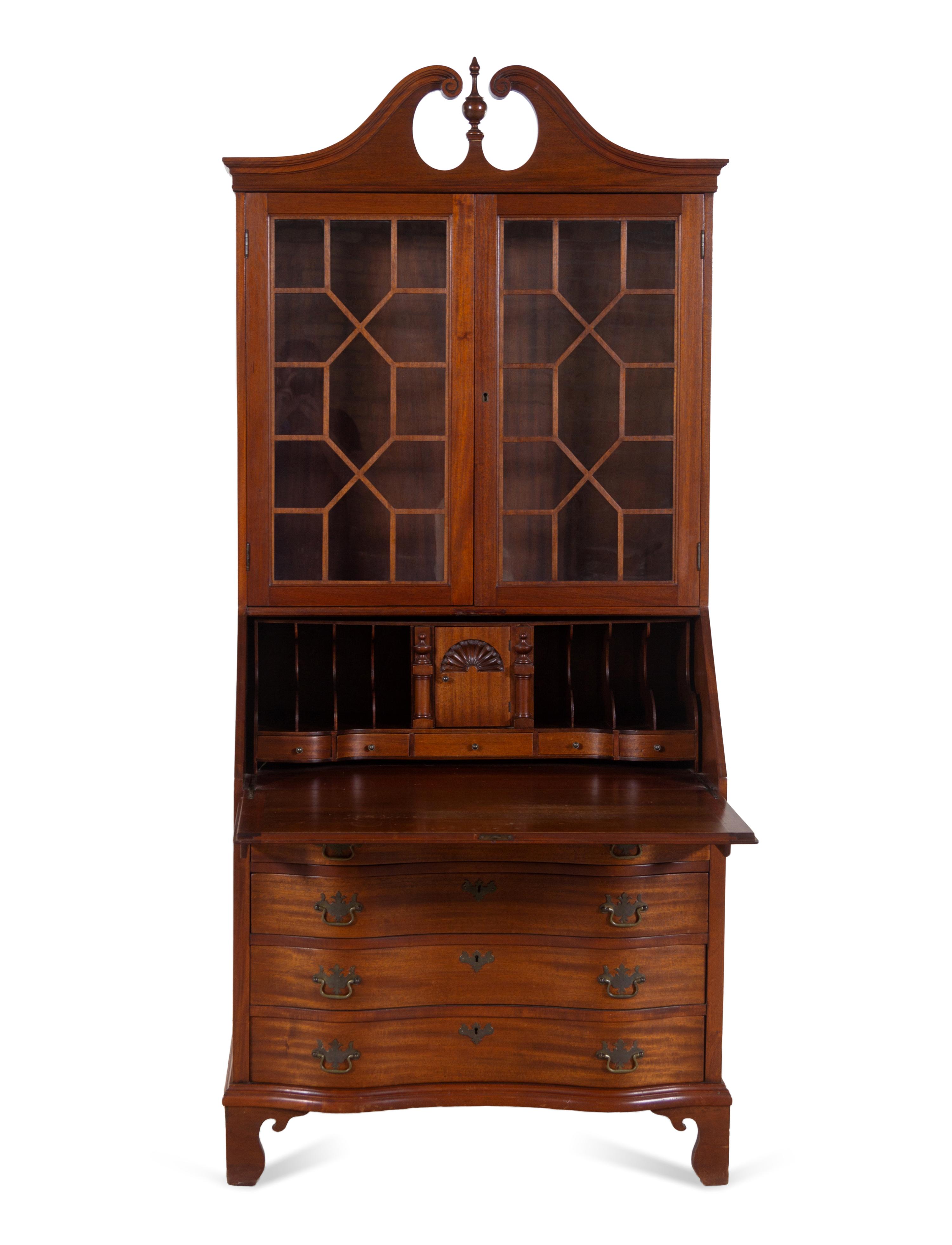 A Chippendale Style Mahogany Secretary Bookcase