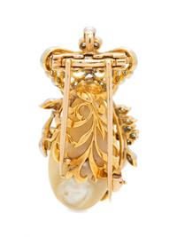 ANTIQUE, NATURAL PEARL AND DIAMOND PENDANT/BROOCH