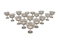 Sixteen American Repousse Silver Dessert Cups
