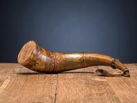 Great Lakes Carved Powder Horn, with Measure