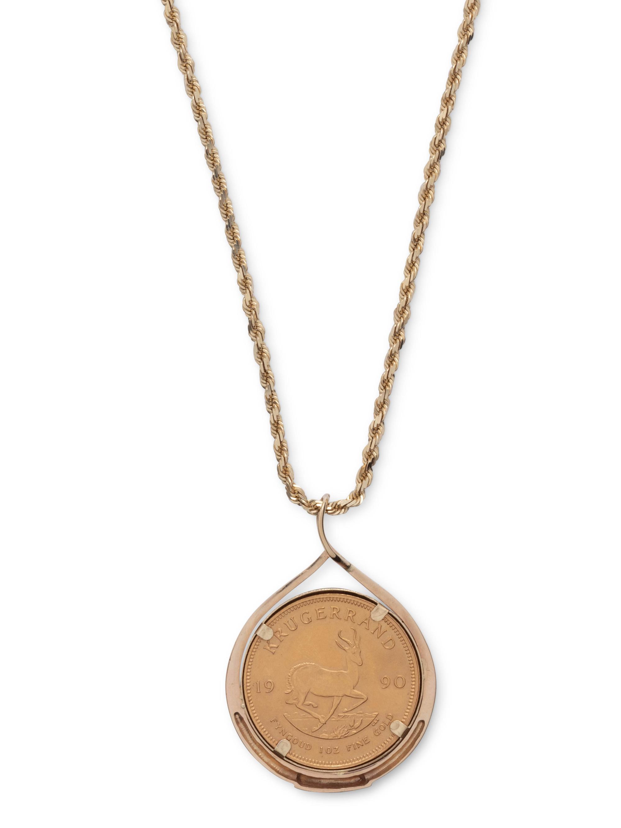 YELLOW GOLD AND COIN PENDANT/NECKLACE