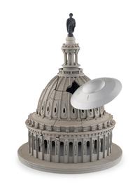Capital dome and flying saucer special effects miniature from the film Earth vs. the Flying Saucers produced by Columbia Pictures. 1956.