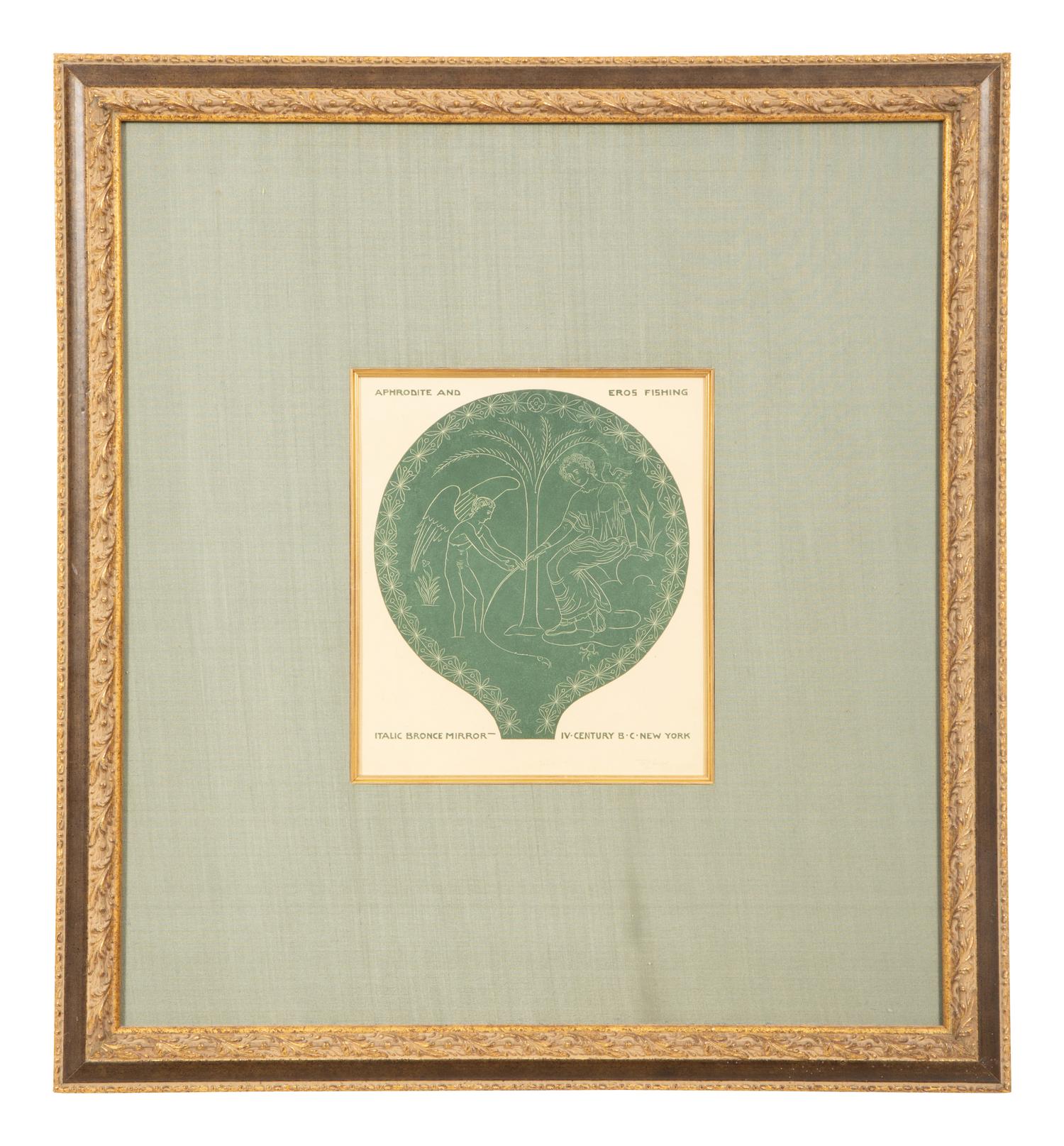 A Suite of Eight Gilt Framed Prints of Ancient Mirrors