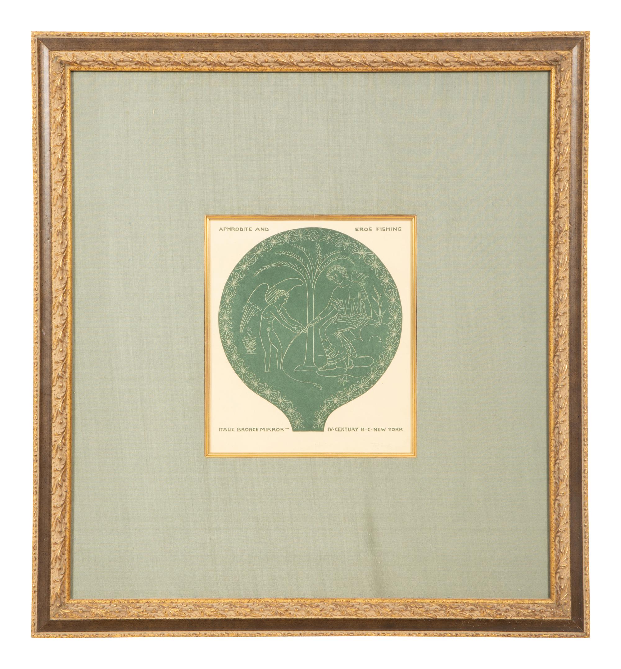A Suite of Eight Gilt Framed Prints of Ancient Mirrors