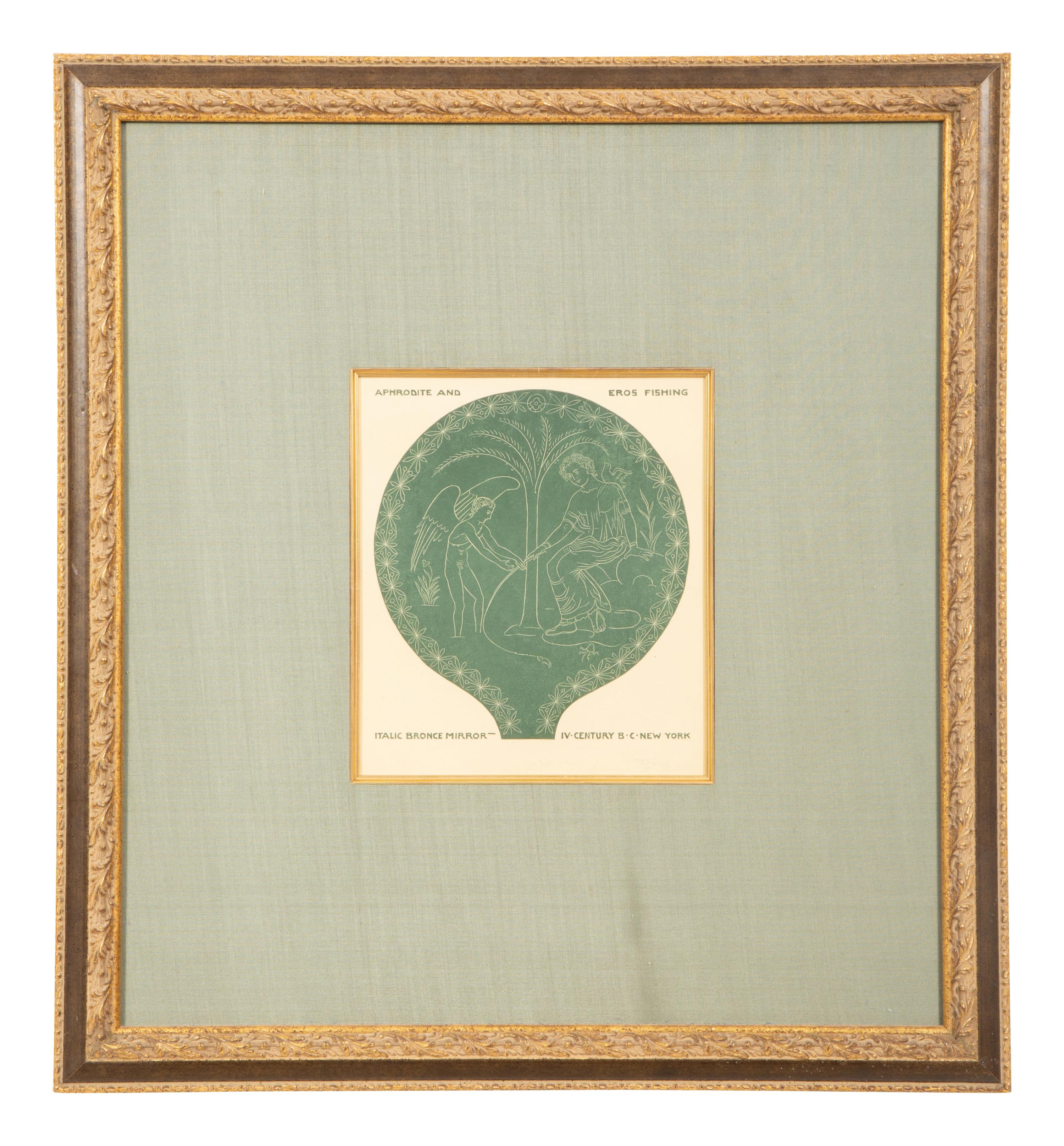 A Suite of Eight Gilt Framed Prints of Ancient Mirrors