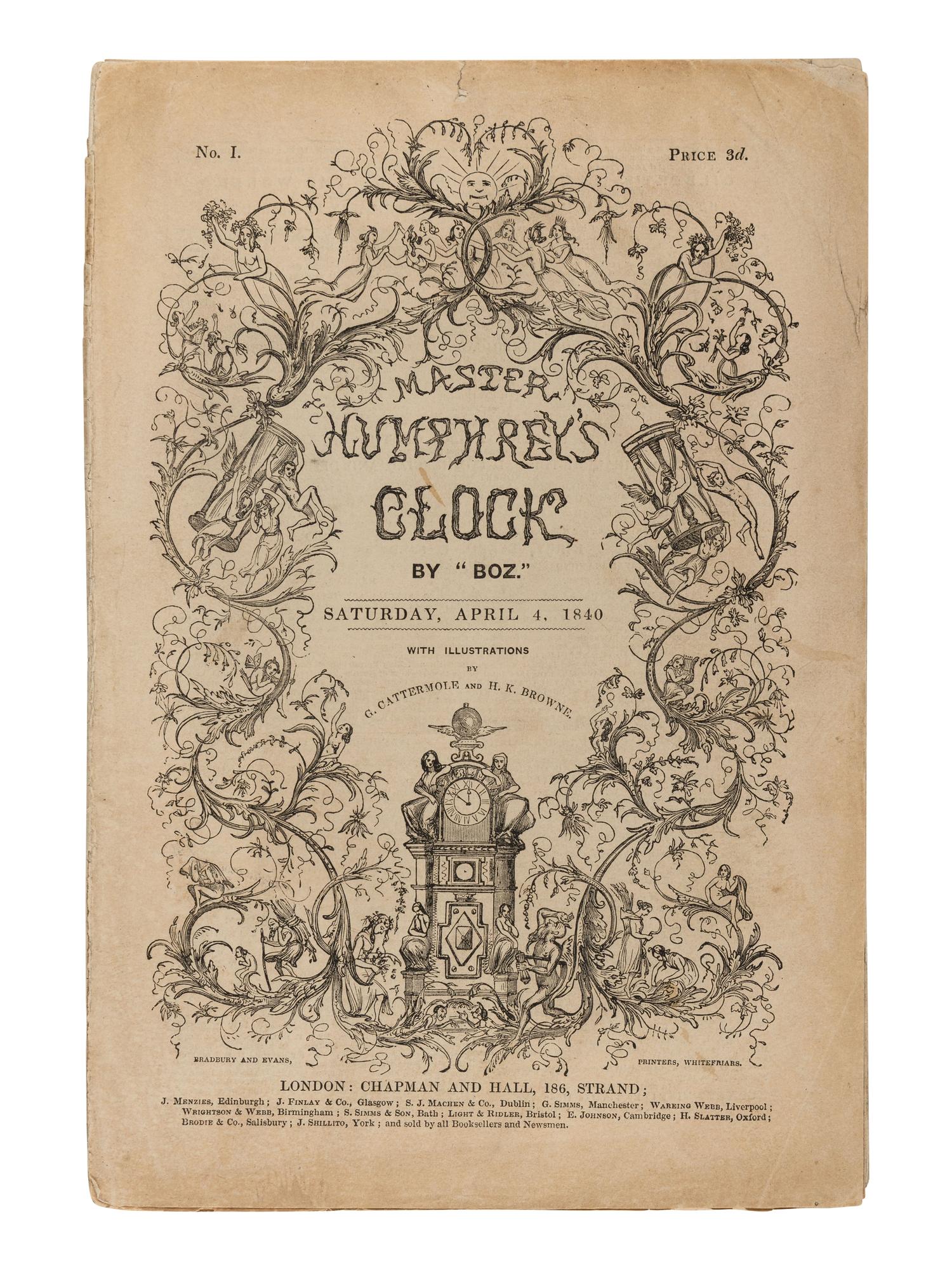 DICKENS, Charles (“Boz”) (1812-1870). Master Humphrey's Clock By “Boz.” London: Chapman and Hall, 4 April 1840 - 27 November 1841.