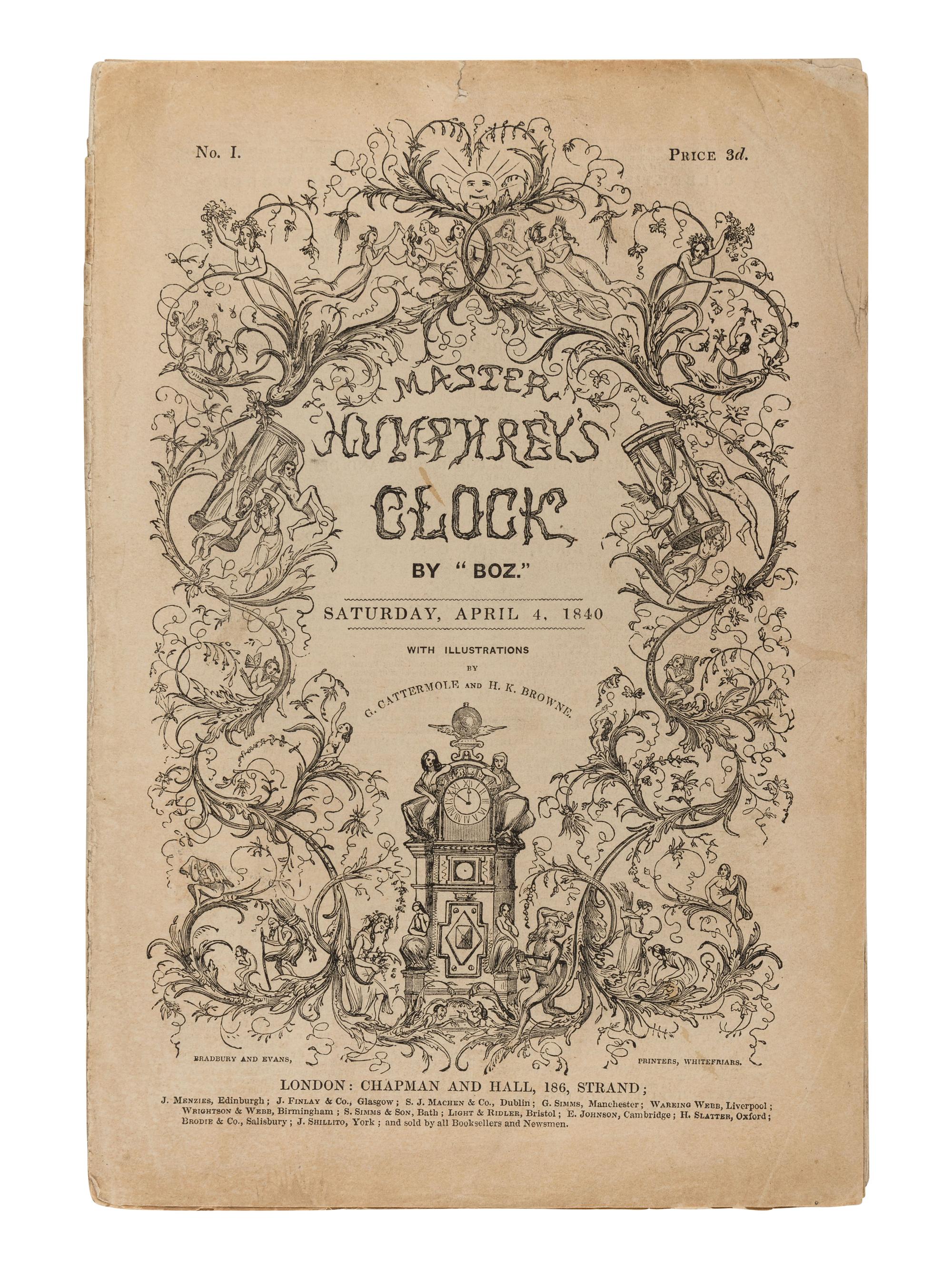 DICKENS, Charles (“Boz”) (1812-1870). Master Humphrey's Clock By “Boz.” London: Chapman and Hall, 4 April 1840 - 27 November 1841.