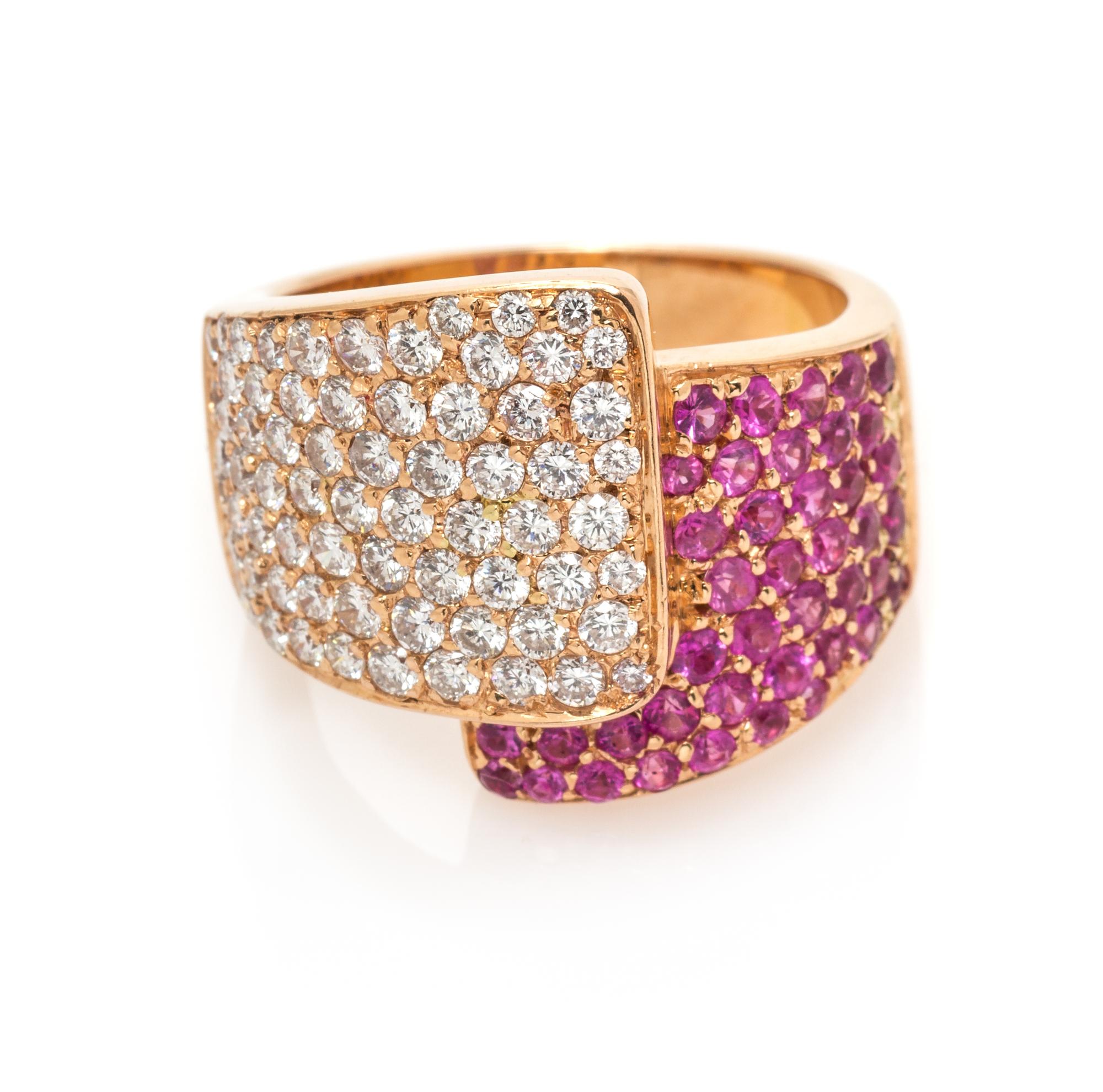 An 18 Karat Rose Gold, Diamond and Pink Sapphire Ring, Gianni Bulgari, 8.70 dwts.