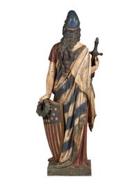 A Polychrome Painted Cast Zinc Goddess of Liberty Figure