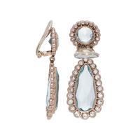ANTIQUE, AQUAMARINE AND DIAMOND EARCLIPS