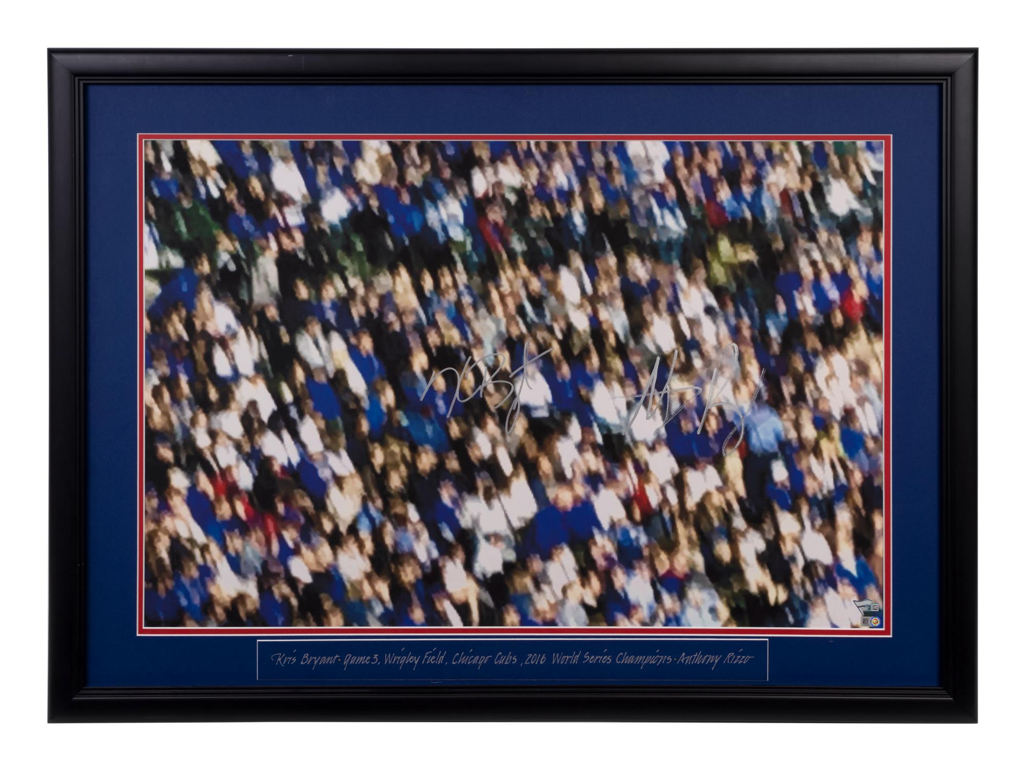 A Unique Kris Bryant and Anthony Rizzo Signed Autograph Chicago Cubs Wrigley Field Fans Print (Fanatics Authentic Hologram),
