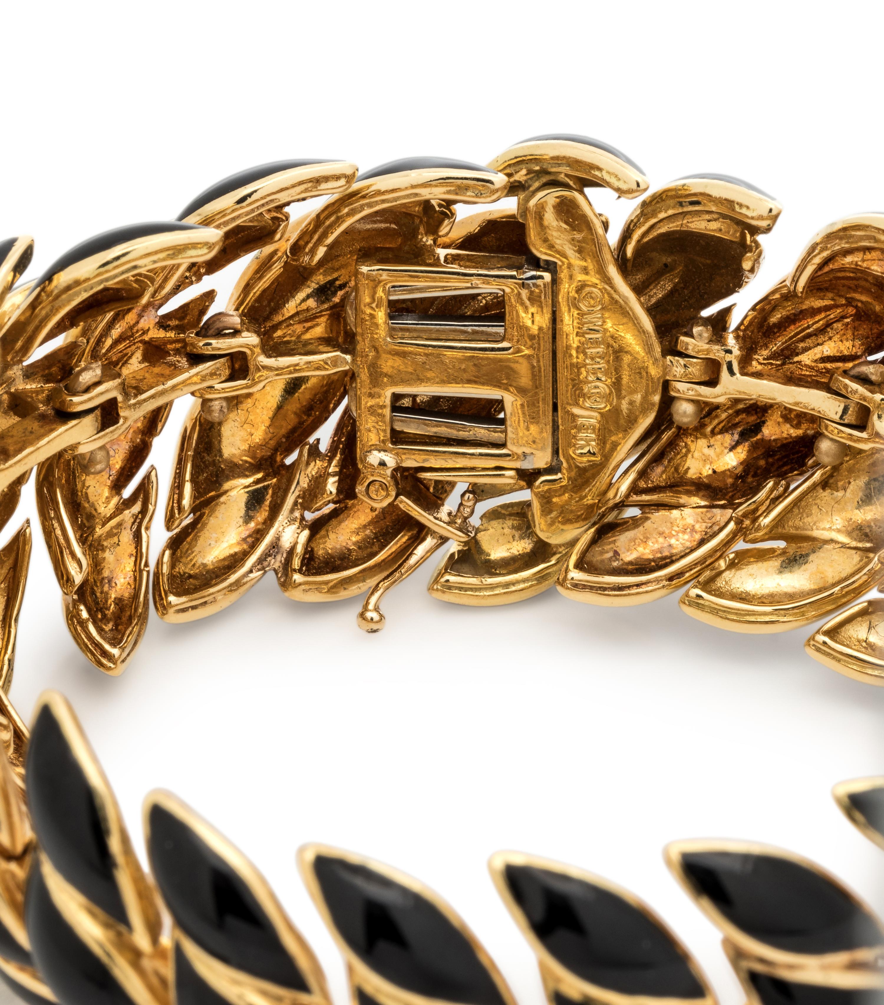 DAVID WEBB, YELLOW GOLD AND ENAMEL BRACELET