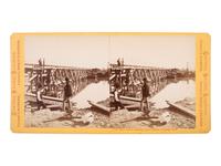 [WESTERN AMERICANA] -- [RAILROAD]. MUYBRIDGE, Eadweard J. (1830-1904), photographer. Bear River crossing, near Corinne, looking East . San Francisco, CA: Bradley & Rulofson, ca 1870s.