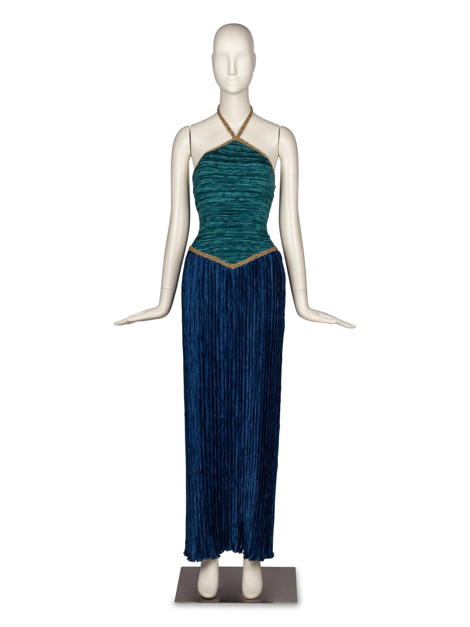Mary McFadden Pleated Halter Gown