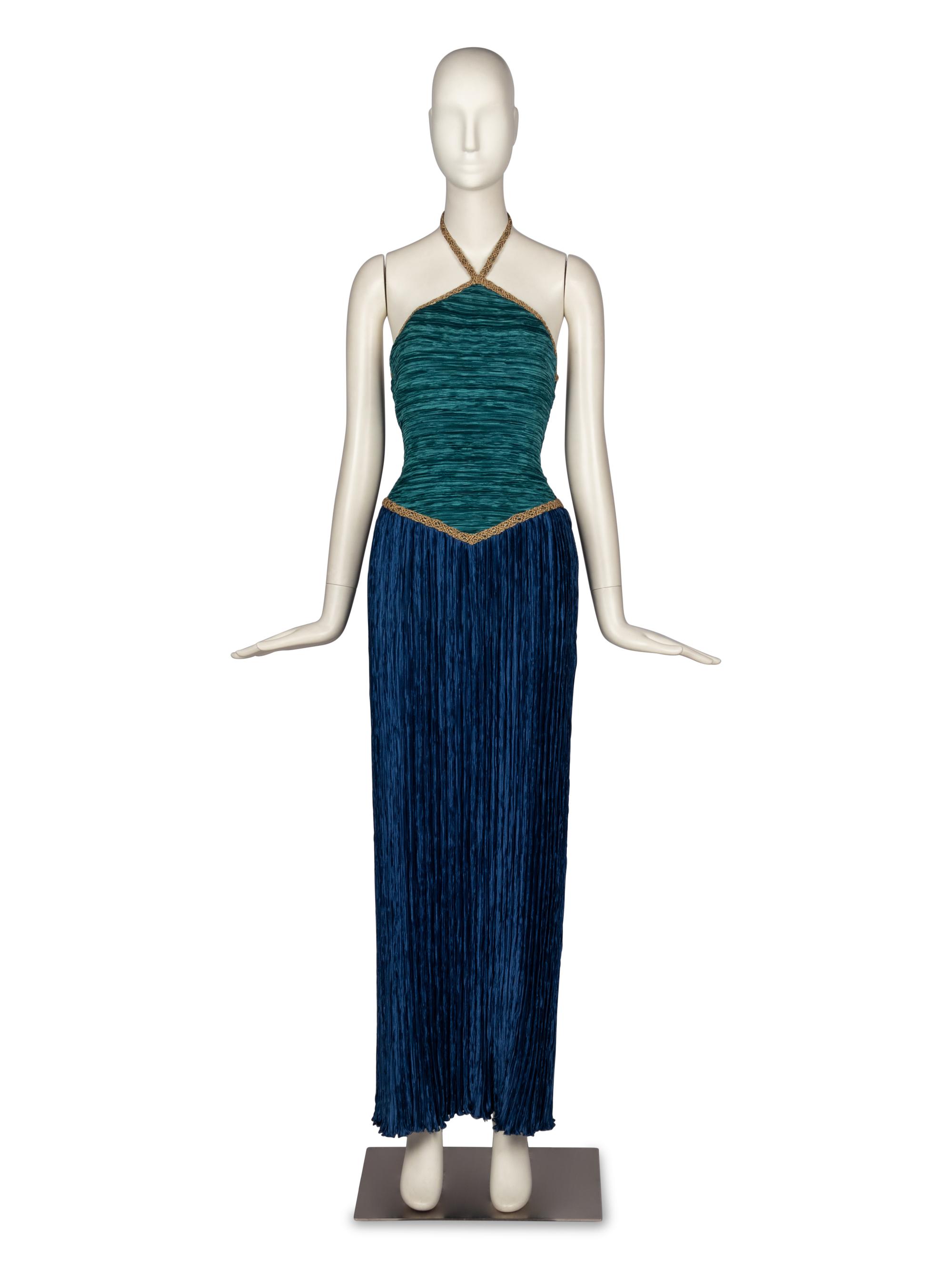 Mary McFadden Pleated Halter Gown