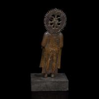 A patinated bronze figure of a standing Buddha 青銅佛造像 9th to 11th Century, possibly Javanese, ??????,?????