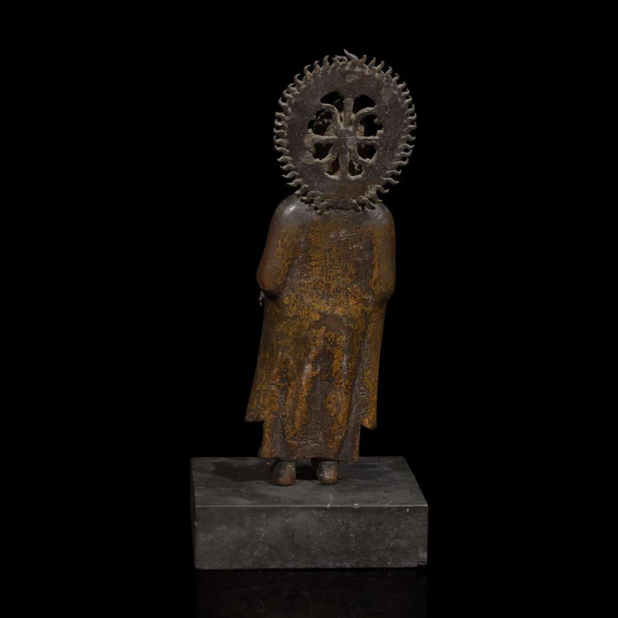 A patinated bronze figure of a standing Buddha 青銅佛造像 9th to 11th Century, possibly Javanese, ??????,?????