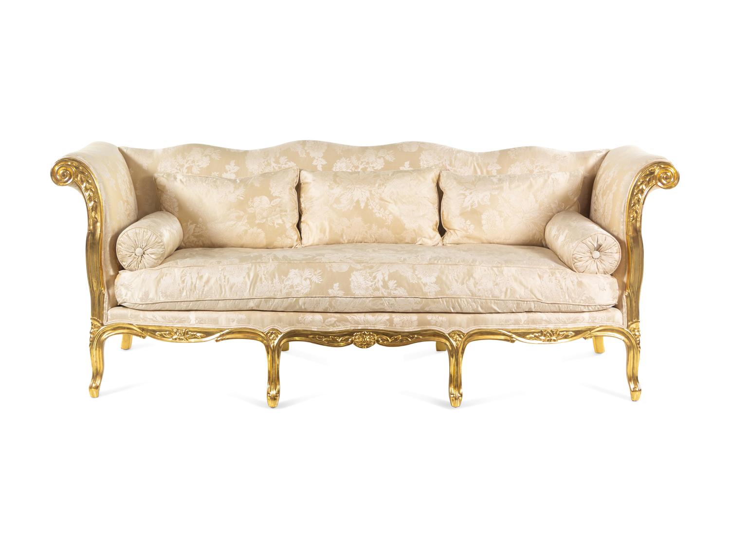 A Louis XV Style Giltwood Sofa