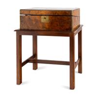 A Regency Brass Mounted Burl Walnut Writing Slope
