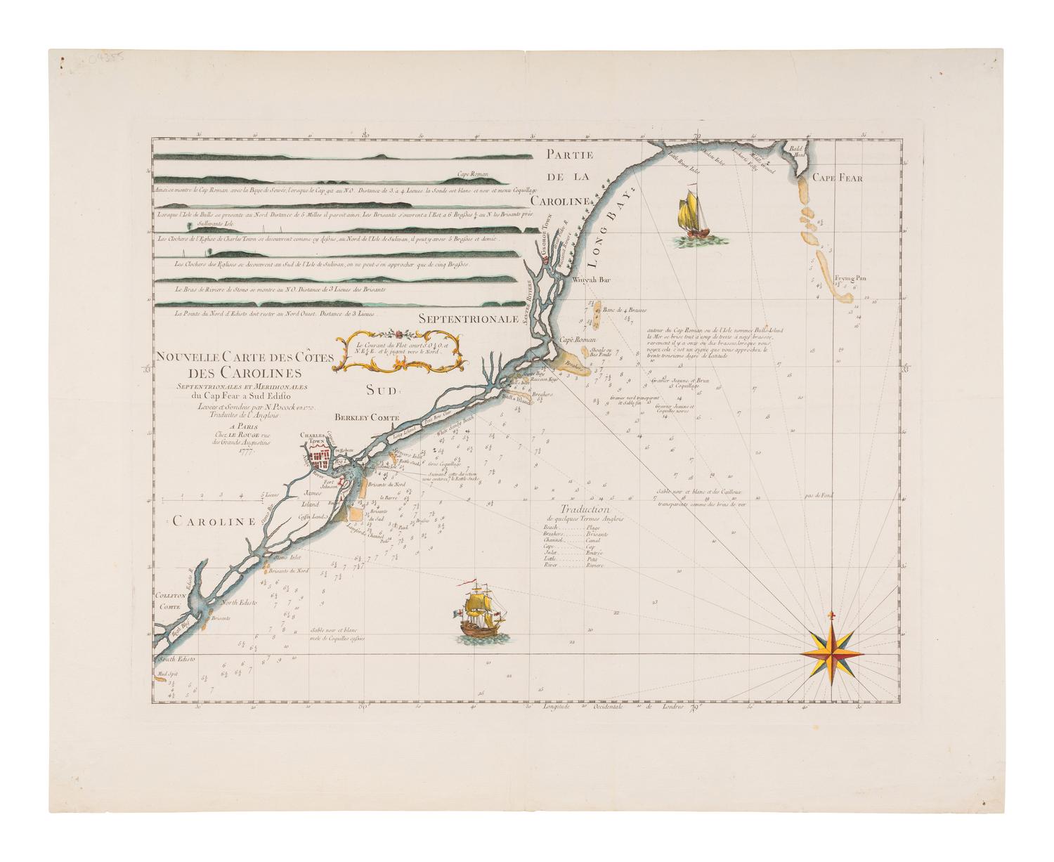 [MAP]. LE ROUGE, Georges-Louis (1712-1790). Nouvelle Carte des Cotes des Carolines . Paris, 1777.