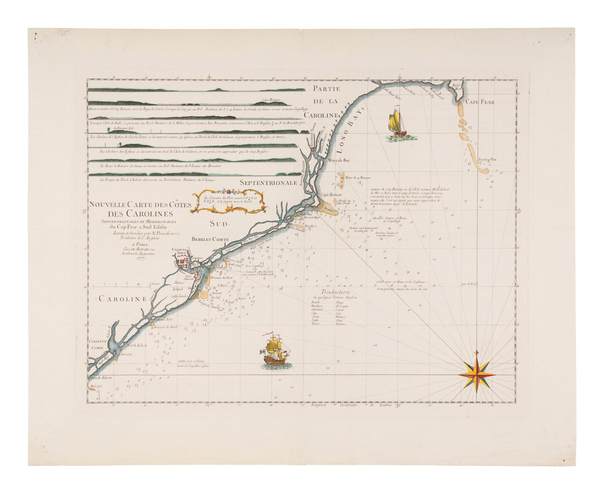 [MAP]. LE ROUGE, Georges-Louis (1712-1790). Nouvelle Carte des Cotes des Carolines . Paris, 1777.