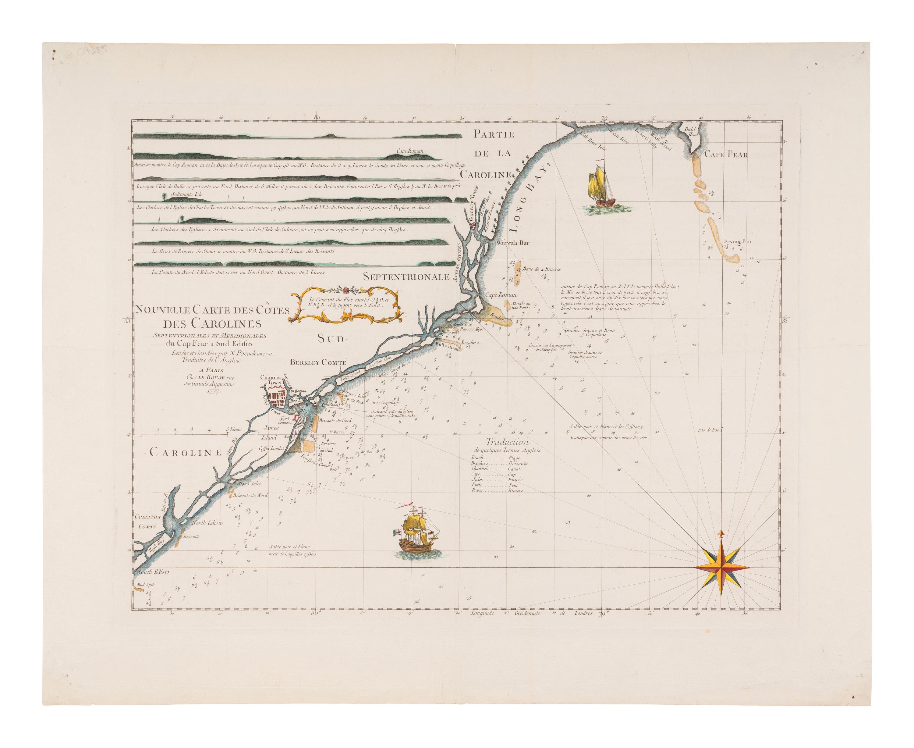 [MAP]. LE ROUGE, Georges-Louis (1712-1790). Nouvelle Carte des Cotes des Carolines . Paris, 1777.
