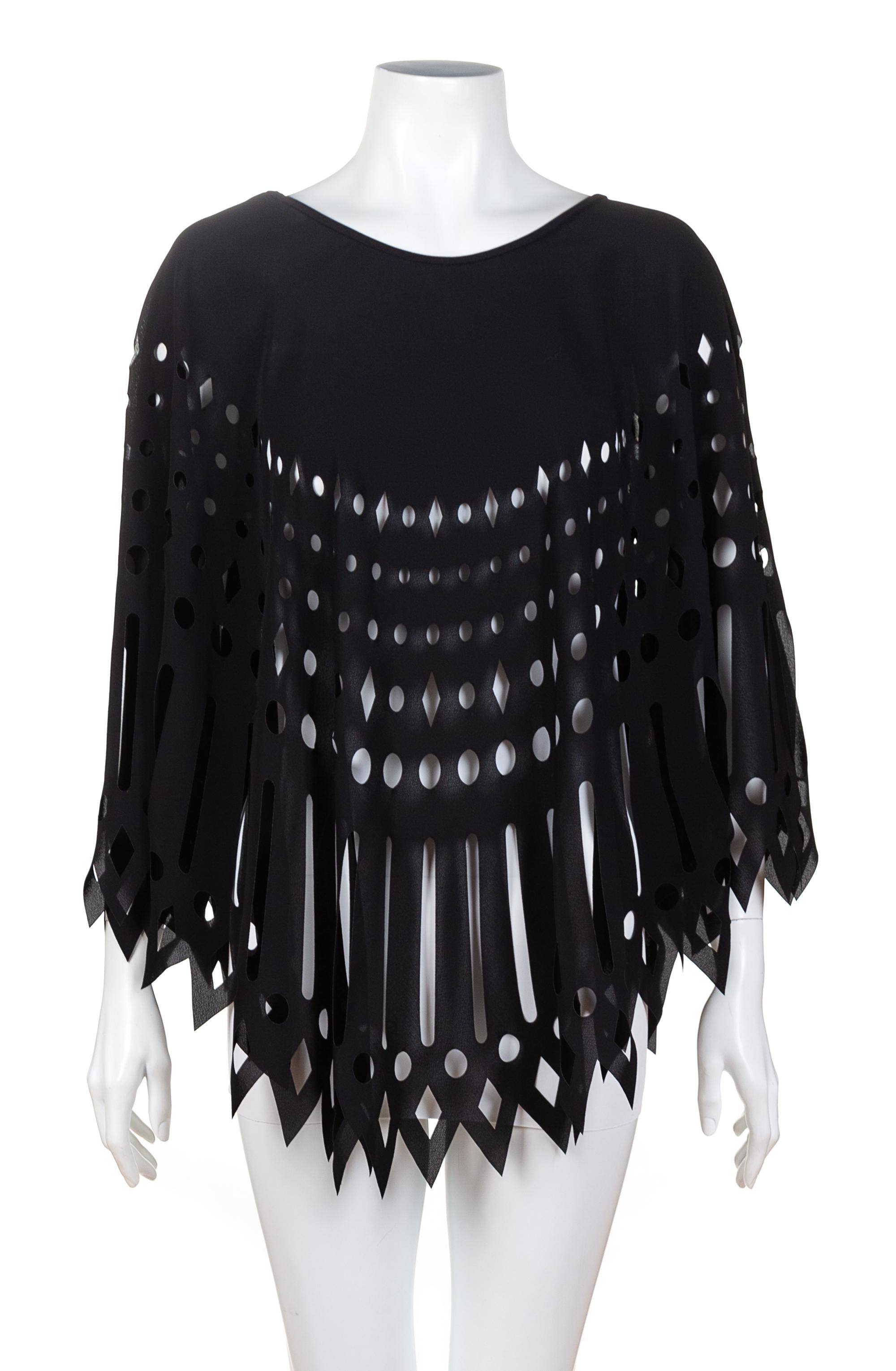 A Gianfranco Ferre Black Cutout Cape, Size 42.