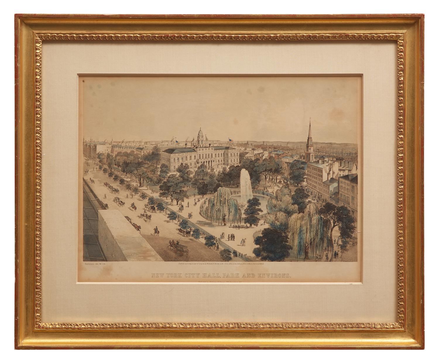 [American Views] Bachmann, (John). New York City Hall, Park and Environs