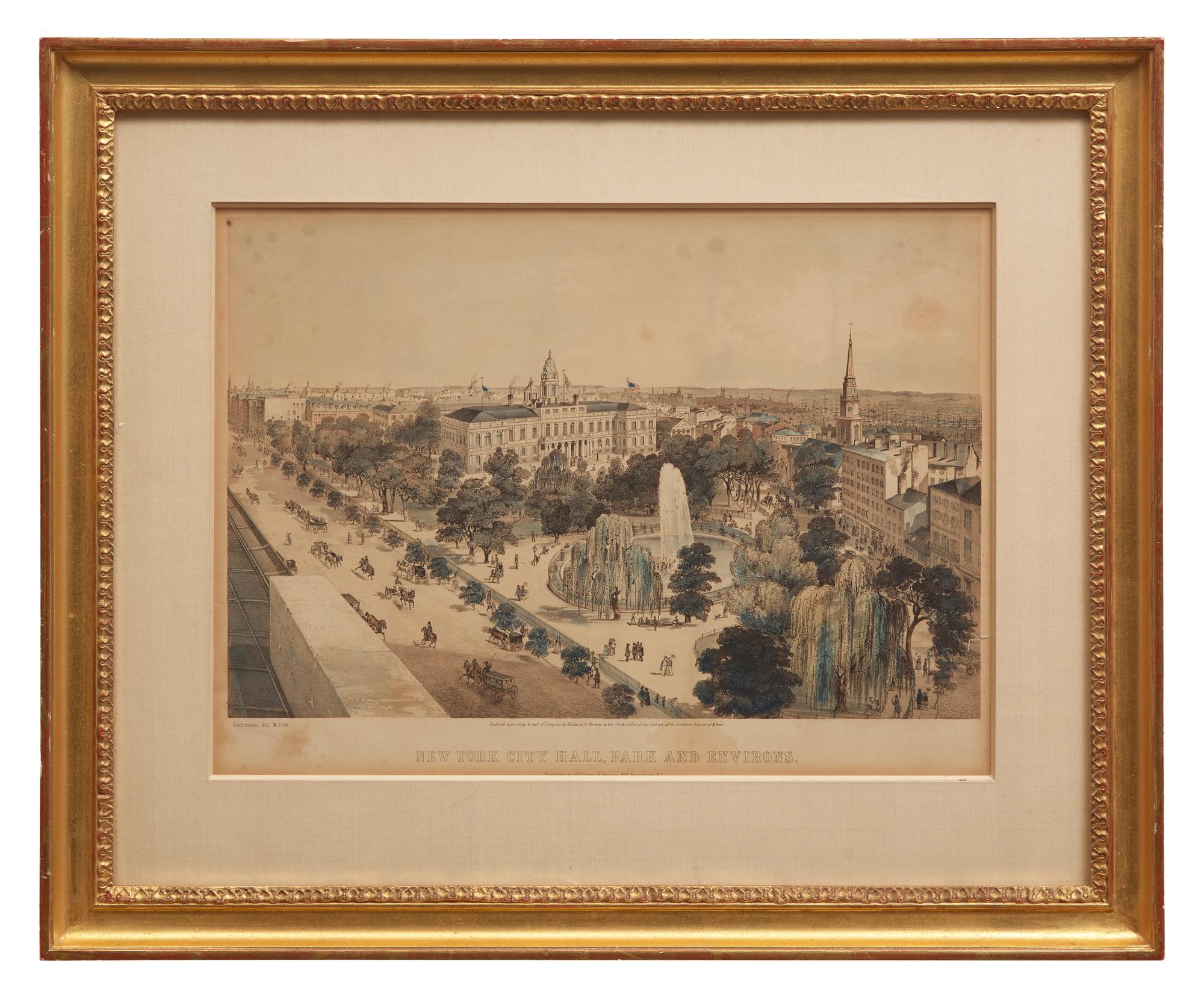 [American Views] Bachmann, (John). New York City Hall, Park and Environs