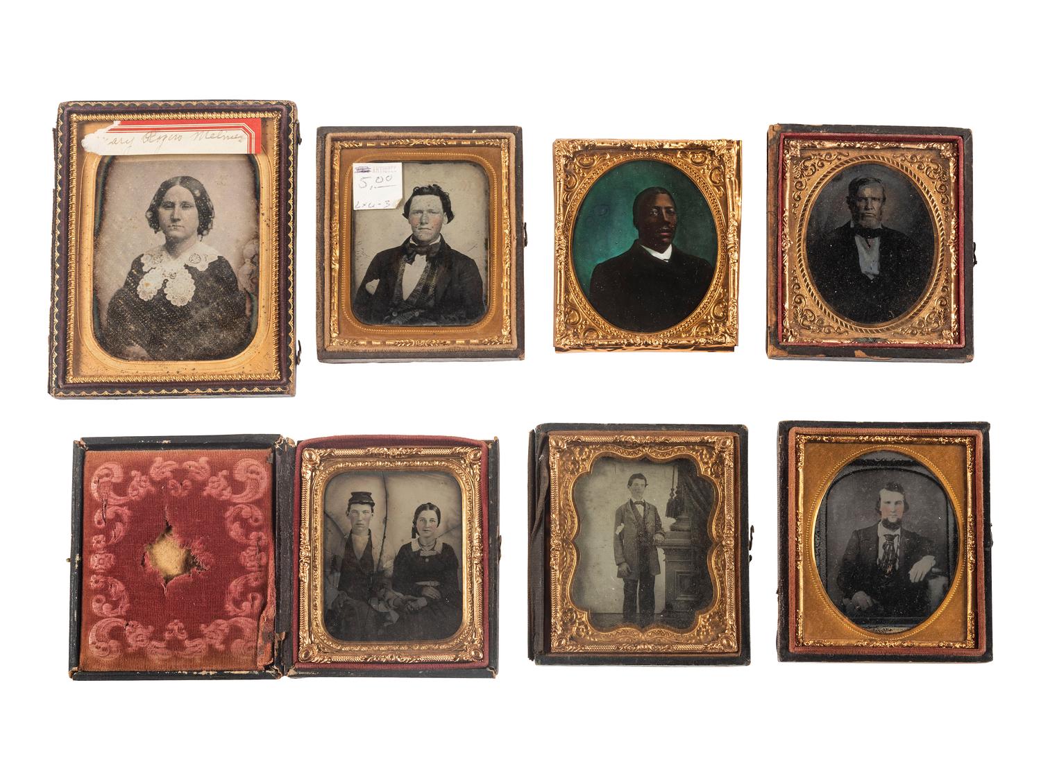 [EARLY PHOTOGRAPHY]. A collection of 19th-20th century photographs and related materials, highlighted by an assortment of cased images and tintypes, incl. African American subject.
