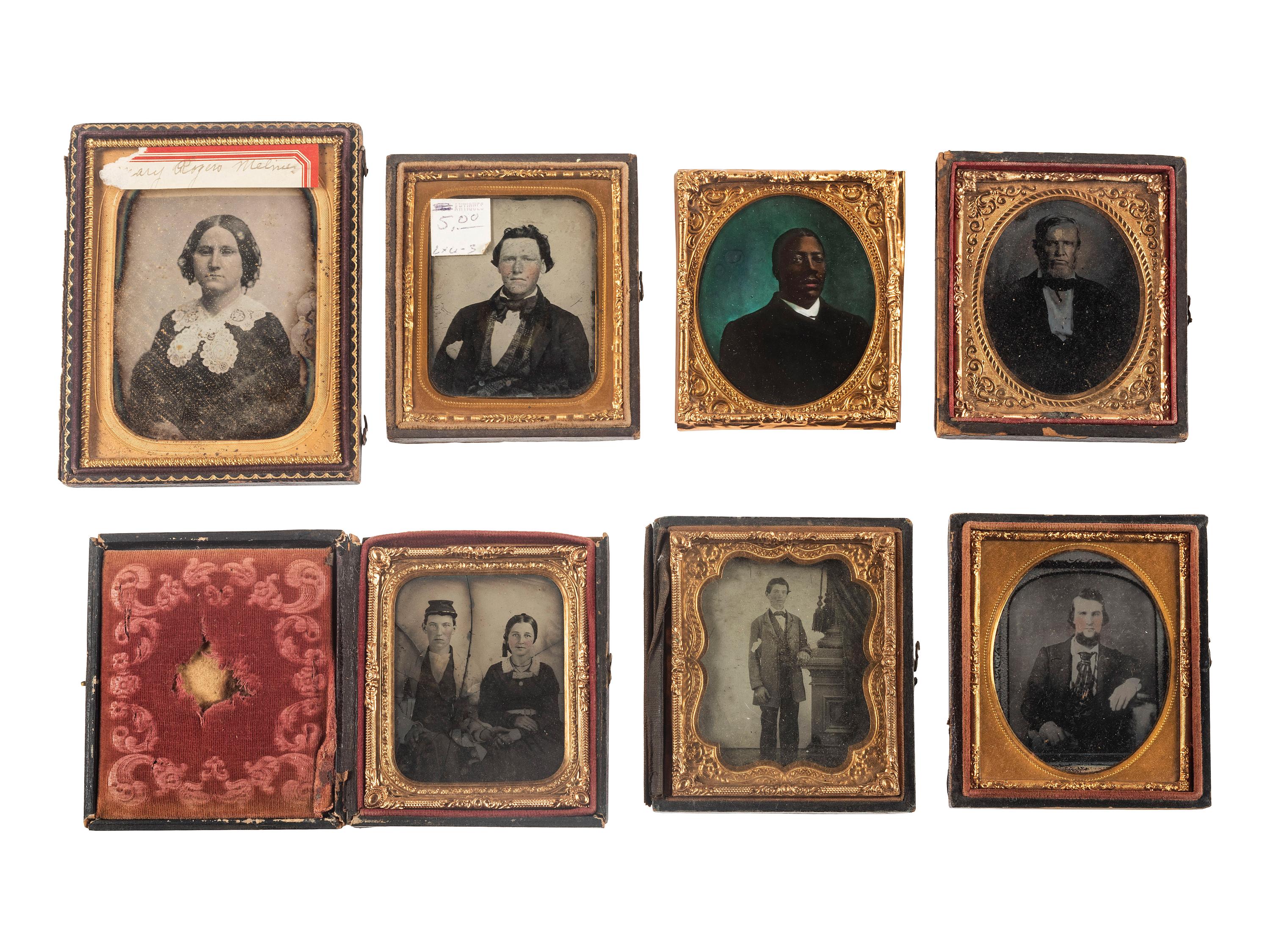 [EARLY PHOTOGRAPHY]. A collection of 19th-20th century photographs and related materials, highlighted by an assortment of cased images and tintypes, incl. African American subject.