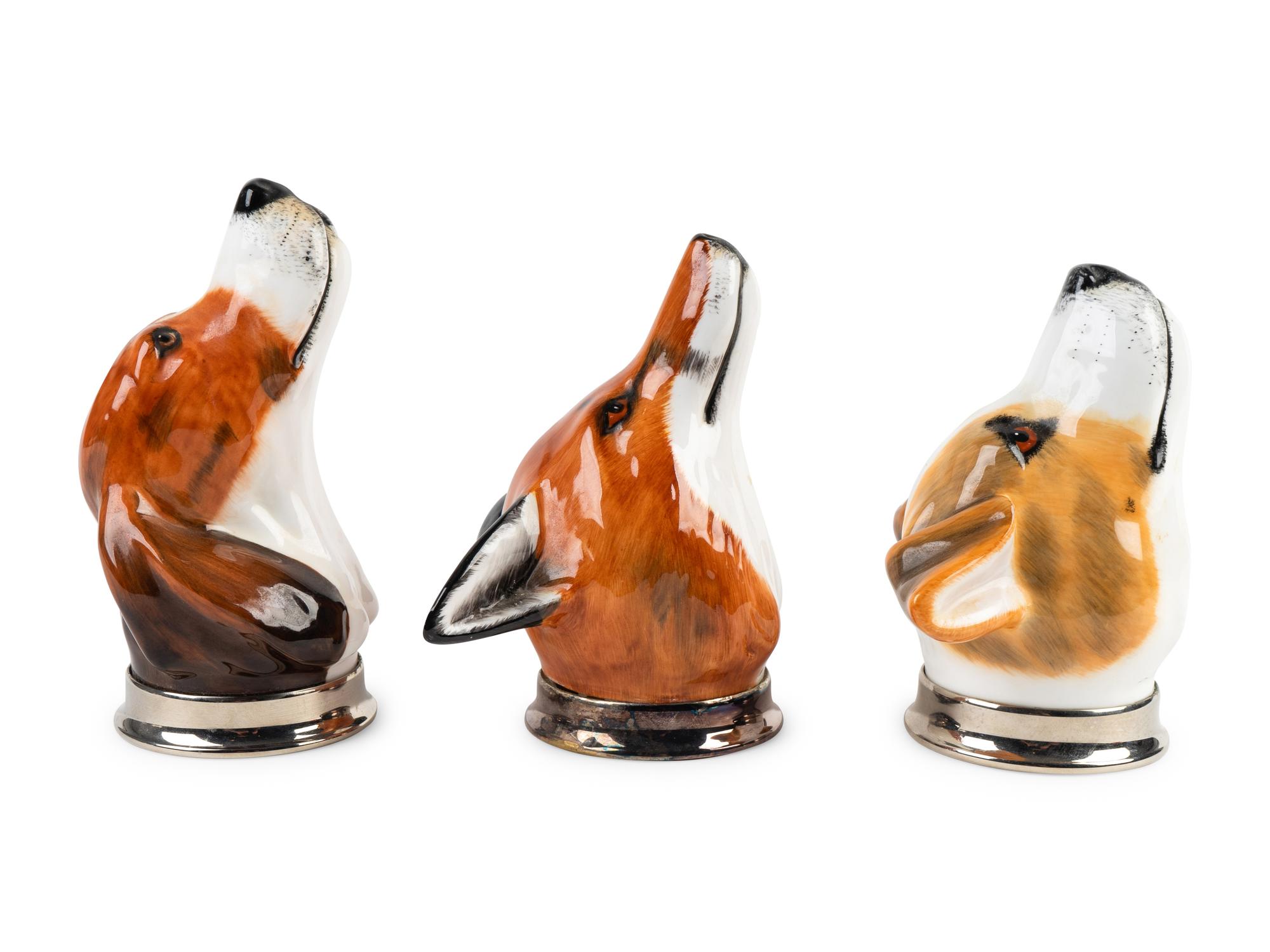 Three Royal Stratford Porcelain Stirrup Cups — 20TH CENTURY