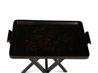 A Pair of Ebonized Tray-Top Folding Side Tables