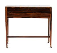 A Regency Ivory Inlaid and Silver Mounted Calamander Campaign Desk