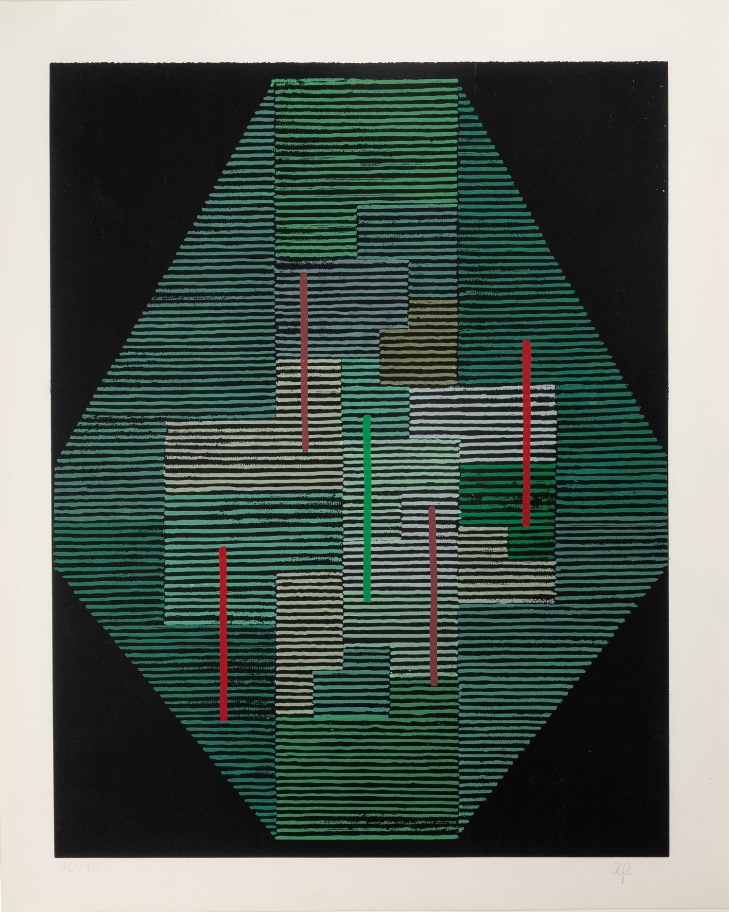 Untitled (Hellblaues Oval) and Untitled (Grüner Oktant) )(a pair of prints), 1966